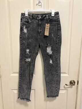 AsiSea Distressed Black Denim Jeans Size 14